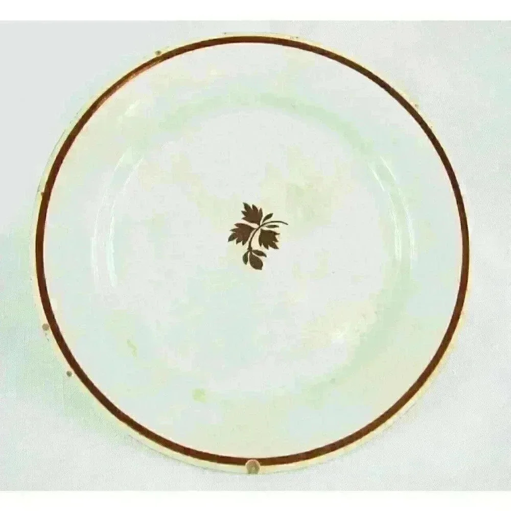 Anthony Shaw Copper Tea Leaf Stone China 8" Dinner Plate Ironstone Antique 1880s